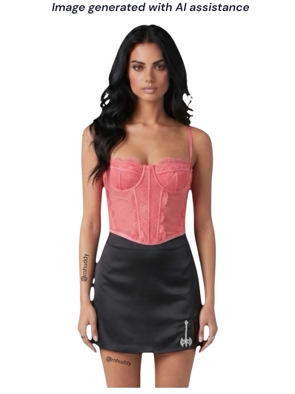 Mary Wyatt London size 6 (UK10) black satin axe split hem mini skirt